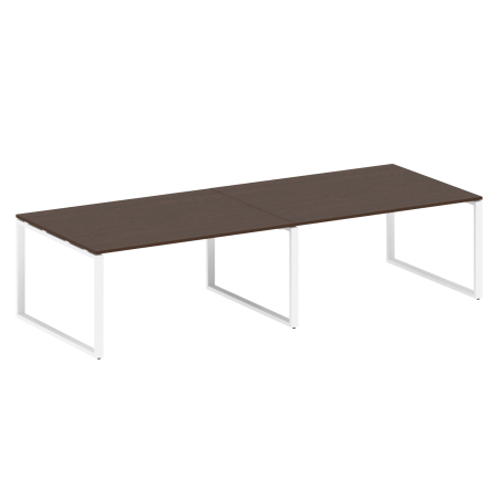 Переговорный стол 2 столешницы Metal System Style БО.ПРГ-2.4 3200x1235x750 (Венге Цаво/Белый металл)