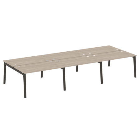 Рабочая станция на деревянных опорах Onix Wood OW.D.RS-6.3.8 4140x1635x750 (Дуб Аттик/Дуб Темный)
