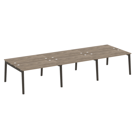 Рабочая станция на деревянных опорах Onix Wood OW.D.RS-6.3.7 4140x1475x750 (Тиквуд Темный/Дуб Темный)