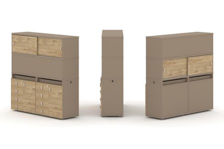 Тумба двойная + высокая надставка ES.NB.2V-6 (1500х410х1520) (Латте/Тиквуд Светлый)