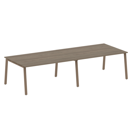 Стол для переговоров (2 столешницы) на А-образном м/к Metal System Style БА.ПРГ-2.4 3200x1235x750 (Вяз/Мокко металл)