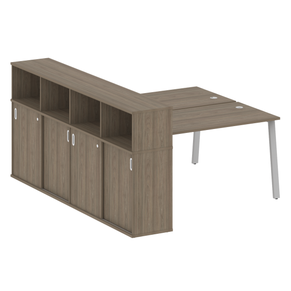 Рабочая станция с шкафом-купе на А-образном м/к Metal System Style БА.РС-СШК-4.3 Т 1810x2332x1098 (Вяз/Серый металл)