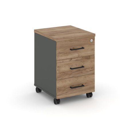 Тумба мобильная 3 ящика стандартные колеса SN.TM-002 (416х460х611) (Антрацит/Дуб Табак)