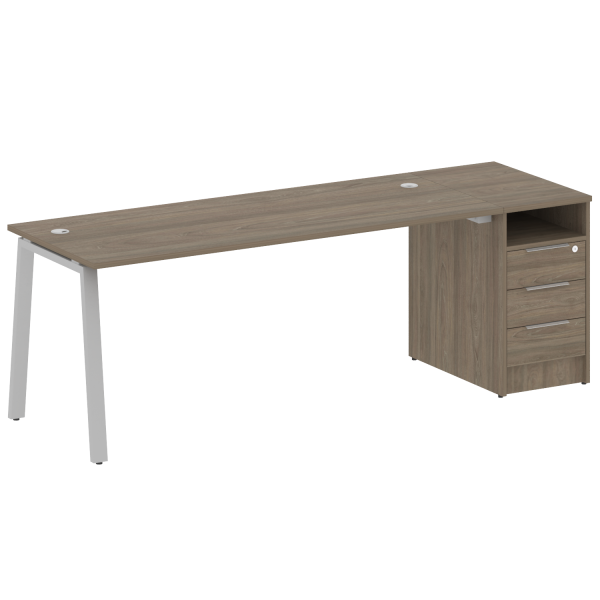 Рабочая станция Metal System Style БА.РС-СТП-1.5 2212x720x750 (Вяз/Серый металл) Рабочая станция Metal System Style БА.РС-СТП-1.5 2212x720x750 (Вяз/Серый металл)