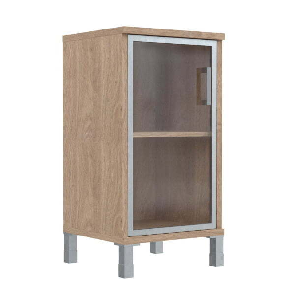 Шкаф 2 уровня, узкий , стекло в AL раме, правая Born B-411.4 R 475x450x920 (Дуб Девон)