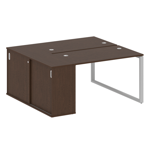 Рабочая станция с шкафом-купе на О-образном м/к Metal System Style БО.РС-СШК-1.2 Т 1610x1475x750 (Венге Цаво/Серый металл)