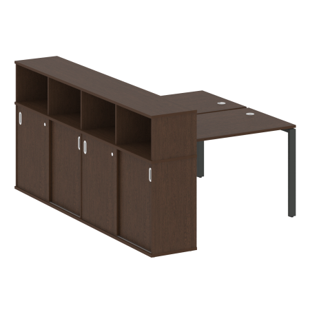 Рабочая станция с опорным шкафом-купе Metal System Style БП.РС-СШК-4.2 1610x2332x1098 (Венге Цаво/Антрацит металл)