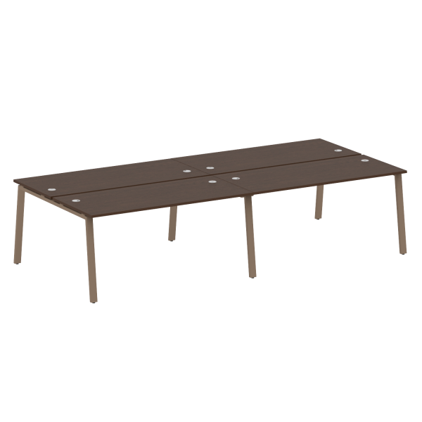 Рабочая станция на 4 рабочих места на А-образном м/к Metal System Style БА.СМ-4.4 3200x1475x750 (Венге Цаво/Мокко металл)