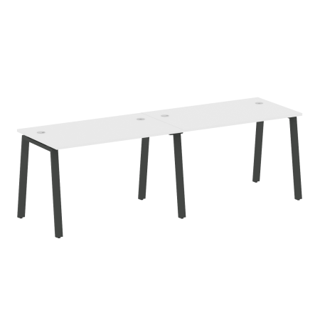 Рабочая станция на 2 рабочих места на А-образном м/к Metal System Style БА.СМ-2.2 2400x720x750 (Белый/Антрацит металл)