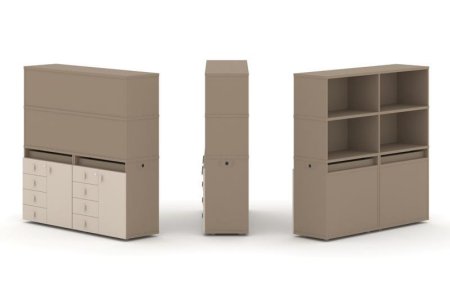 Тумба двойная + высокая надставка ES.NB.2V-4 (1500х410х1520) (Латте/Капучино)