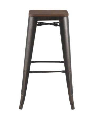 Стул барный TOLIX WOOD черный патина золото (Стул барный Tolix черный, платина-золото)