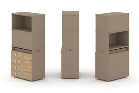 Тумба одиночная + высокая надставка ES.NB.1V-2 (750х410х1520) (Латте/Тиквуд Светлый)