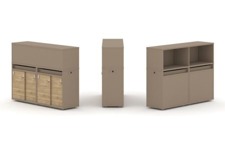 Тумба двойная + низкая надставка ES.NB.2N-5 (1500х410х1135) (Латте/Тиквуд Светлый)