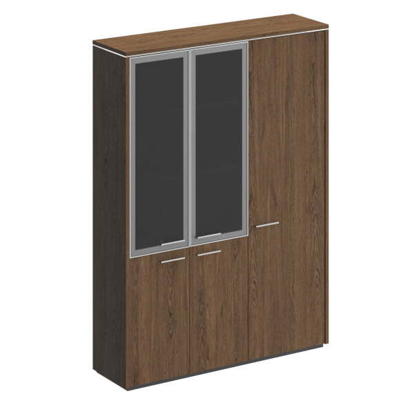 Шкаф комбинированный (со стеклом + для одежды узкий) Velar ВЛ 358 ДТ 1540x410x2120 (Дуб табачный)