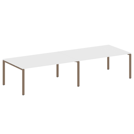 Переговорный стол 2 столешницы Metal System Style БП.ПРГ-2.5 3600x1235x750 (Белый/Мокко металл)
