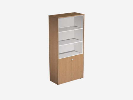 Шкаф для документов полузакрытый Profiquadro КВ 348 БВ 940x460x1990 (Белый премиум / Вишня скандинавская)