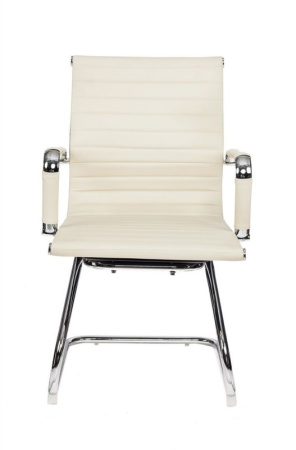 Кресло CH-883-LOW-V слоновая кость эко.кожа низк.спин. полозья металл хром (Слоновая кость)