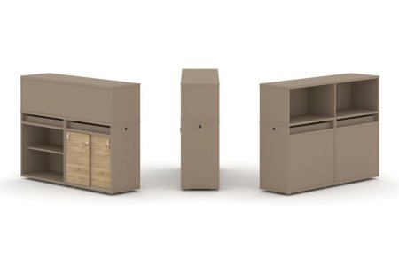 Тумба двойная + низкая надставка ES.NB.2N-9 (1500х410х1135) (Латте/Тиквуд Светлый)