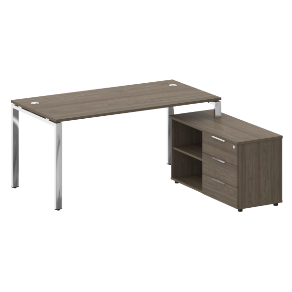 Стол для руководителя с тумбой правый БГ.СРТ-4.8 (R) 1700x1620x750 (Вяз Благородный/Нерж. Сталь) Стол для руководителя с тумбой правый БГ.СРТ-4.8 (R) 1700x1620x750 (Вяз Благородный/Нерж. Сталь)