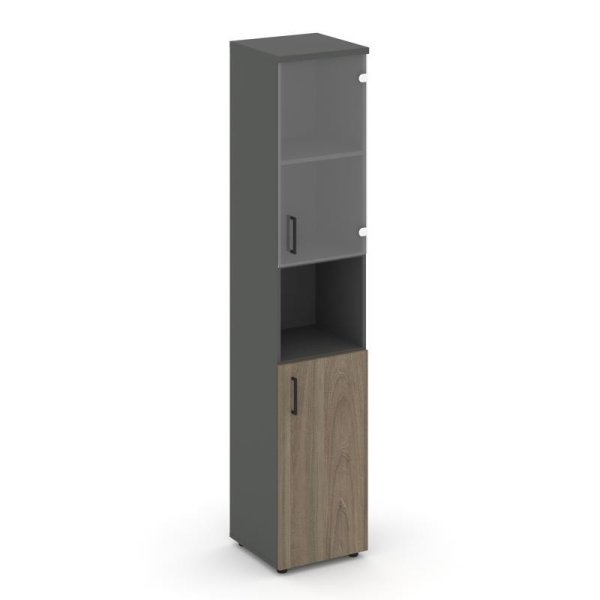 Шкаф высокий узкий SN.STU.E-105(R) (400х400х1982) (Антрацит/Вяз Благородный/Прозрачный) Шкаф высокий узкий SN.STU.E-105(R) (400х400х1982) (Антрацит/Вяз Благородный/Прозрачный)