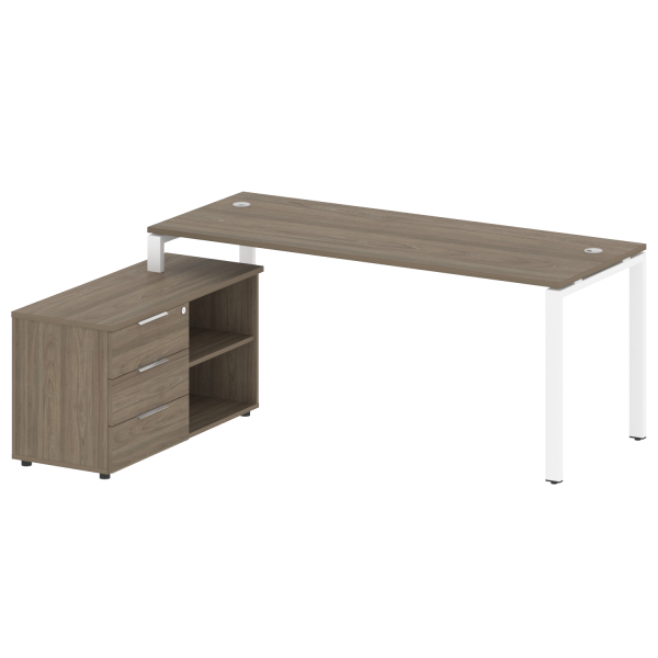 Рабочая станция с опорной тумбой левая Metal System Style БП.РС-СТС-2.5 Л 1900x1520x750 (Вяз/Белый металл) Рабочая станция с опорной тумбой левая Metal System Style БП.РС-СТС-2.5 Л 1900x1520x750 (Вяз/Белый металл)
