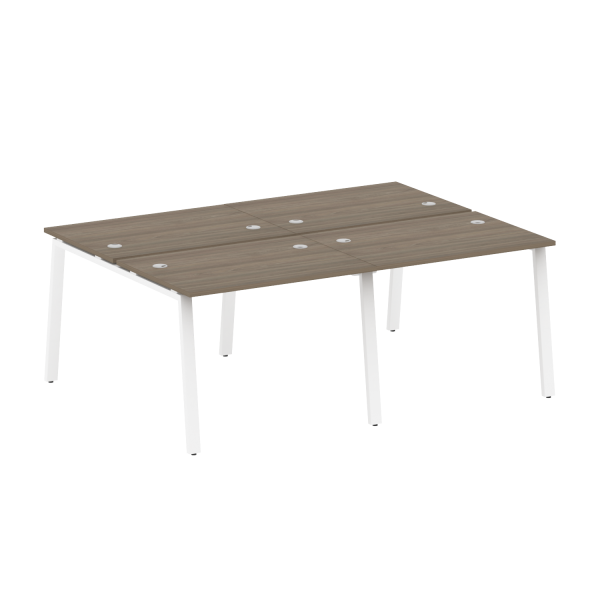 Рабочая станция на 4 рабочих места на А-образном м/к Metal System Style БА.СМ-4.1 2000x1475x750 (Вяз/Белый металл)