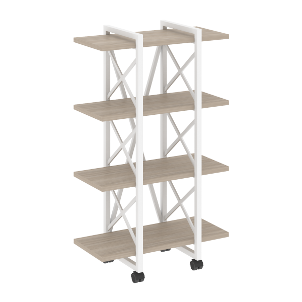 Стеллаж на колесных опорах-4 полки VR.L-MST.K-4.4V 800x400x1334 (Дуб Аттик/Белый металл)