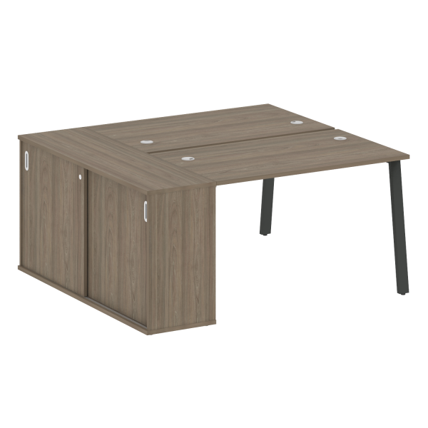 Рабочая станция с шкафом-купе на А-образном м/к Metal System Style БА.РС-СШК-1.2 Т 1610x1475x750 (Вяз/Антрацит металл)