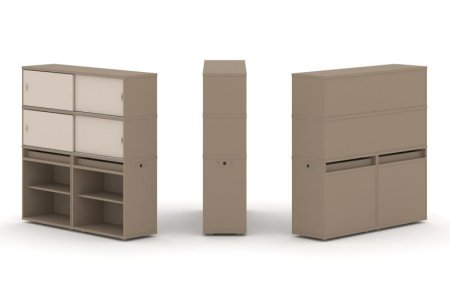 Тумба двойная + высокая надставка ES.NB.2V-2 (1500х410х1520) (Латте/Капучино)