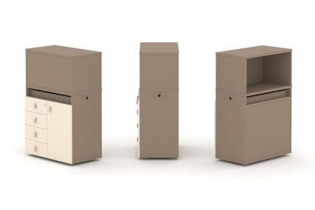 Тумба одиночная + низкая надставка ES.NB.1N-2 (750х410х1135) (Латте/Сатин)