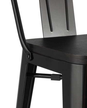 Стул барный TOLIX WOOD со спинкой черный глянцевый (Стул барный Tolix черный глянцевый)