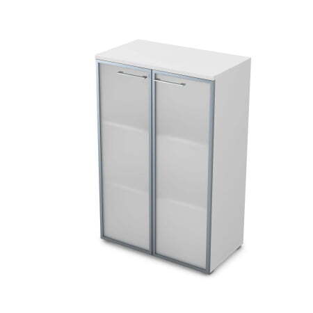 Шкаф средний со стеклом Gloss line 9НШ.017.6 800x450x1245 (Белый премиум)
