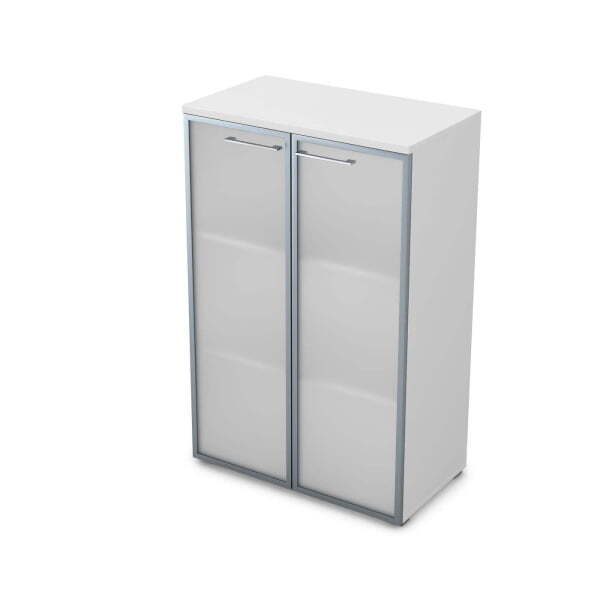 Шкаф средний со стеклом Gloss line 9НШ.017.6 800x450x1245 (Белый премиум) Шкаф средний со стеклом Gloss line 9НШ.017.6 800x450x1245 (Белый премиум)