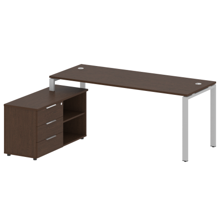 Рабочая станция с опорной тумбой левая Metal System Style БП.РС-СТС-2.5 Л 1900x1520x750 (Венге Цаво/Серый металл)