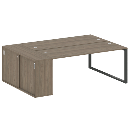 Рабочая станция с шкафом-купе на О-образном м/к Metal System Style БО.РС-СШК-1.5 Т 2210x1475x750 (Вяз/Антрацит металл)