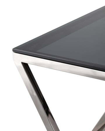 Журнальный стол 55*55 ИНСИГНИЯ сталь темный хром стекло smoke (Журнальный стол Инсигния черный)