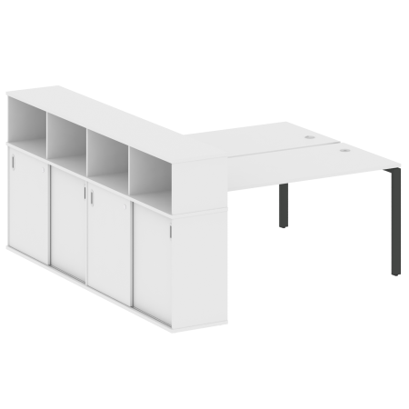 Рабочая станция с опорным шкафом-купе Metal System Style БП.РС-СШК-4.4 2010x2332x1098 (Белый/Антрацит металл)