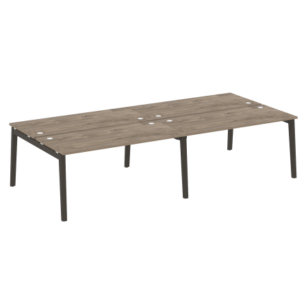 Рабочая станция на деревянных опорах Onix Wood OW.D.RS-4.4.7 3160x1475x750 (Тиквуд Темный/Дуб Темный)
