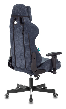 Кресло игровое Zombie VIKING KNIGHT Fabric синий Light-27 с подголов. крестов. металл (Синий)