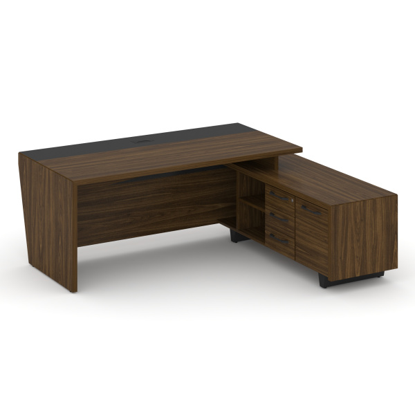Стол руководителя с тумбой Corner COR.SRT-20 (R) (2000x1800x750) (Орех Лоренцо-Графит | Металл Графит) Стол руководителя с тумбой Corner COR.SRT-20 (R) (2000x1800x750) (Орех Лоренцо-Графит | Металл Графит)