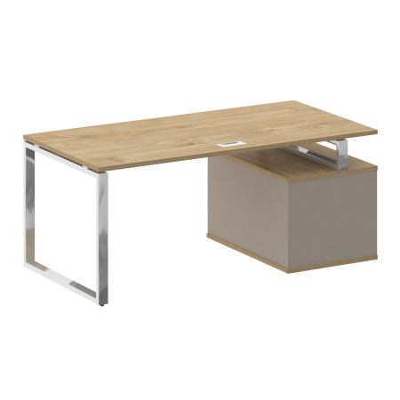 Стол руководителя с опорной тумбой, левый Shift SK.SRT-180 (L) (1800x904x753) (Тиквуд Светлый-Капучино | Хром)