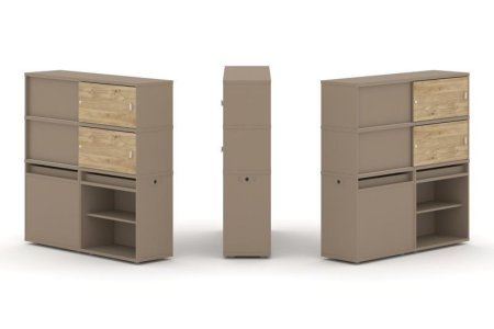 Тумба двойная + высокая надставка ES.NB.2V-22 (1500х410х1520) (Латте/Тиквуд Светлый)