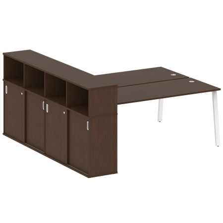 Рабочая станция с шкафом-купе на А-образном м/к Metal System Style БА.РС-СШК-4.5 Т 2210x2332x1098 (Венге Цаво/Белый металл)