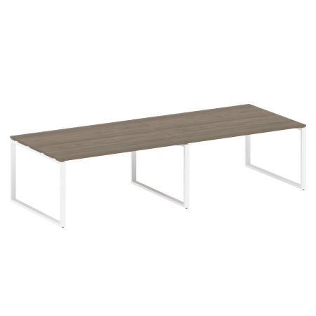 Переговорный стол 2 столешницы Metal System Style БО.ПРГ-2.4 3200x1235x750 (Вяз/Белый металл)