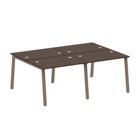Рабочая станция на 4 рабочих места на А-образном м/к Metal System Style БА.СМ-4.1 2000x1475x750 (Венге Цаво/Мокко металл)