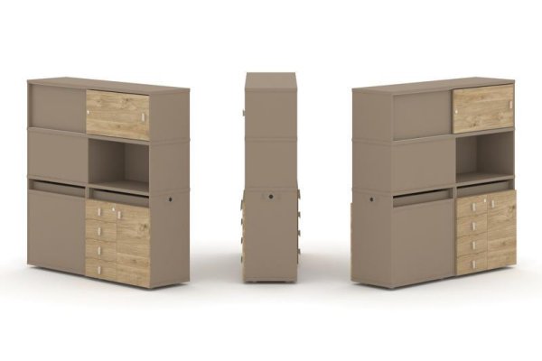 Тумба двойная + высокая надставка ES.NB.2V-30 (1500х410х1520) (Латте/Тиквуд Светлый)