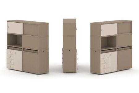 Тумба двойная + высокая надставка ES.NB.2V-31 (1500х410х1520) (Латте/Капучино)