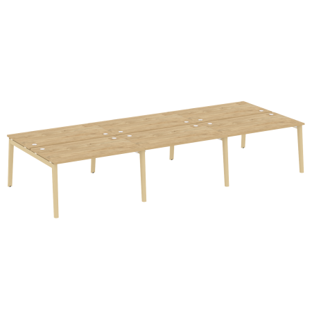 Рабочая станция на деревянных опорах Onix Wood OW.D.RS-6.3.8 4140x1635x750 (Тиквуд Светлый/Дуб Светлый)