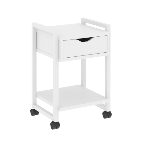 Тумба на колесных опорах с ящиком и полкой VR.L-T1.K 500x460x767 (Белый Бриллиант/Белый металл)