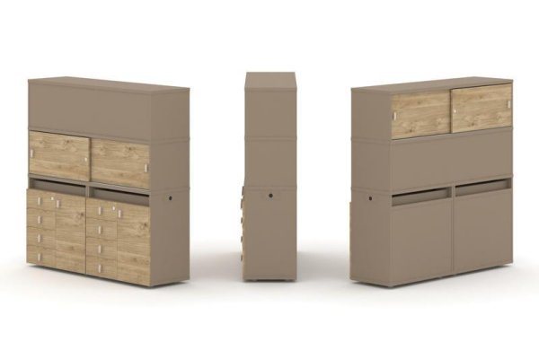 Тумба двойная + высокая надставка ES.NB.2V-6 (1500х410х1520) (Латте/Тиквуд Светлый)